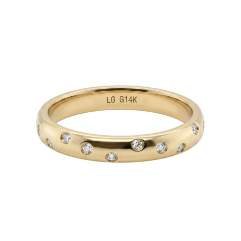 3.0mm Wide Gypsy Set 0.16ctw Diamond Band, 14kt Yellow