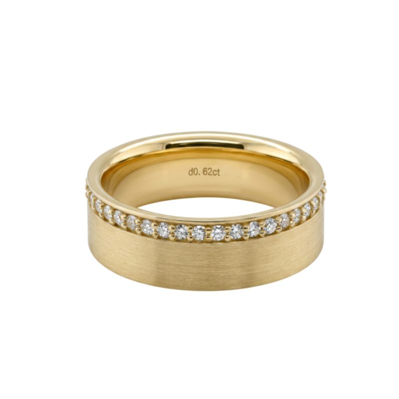 0.60ctw Off Center Diamond Gents Band, 14kt Yellow