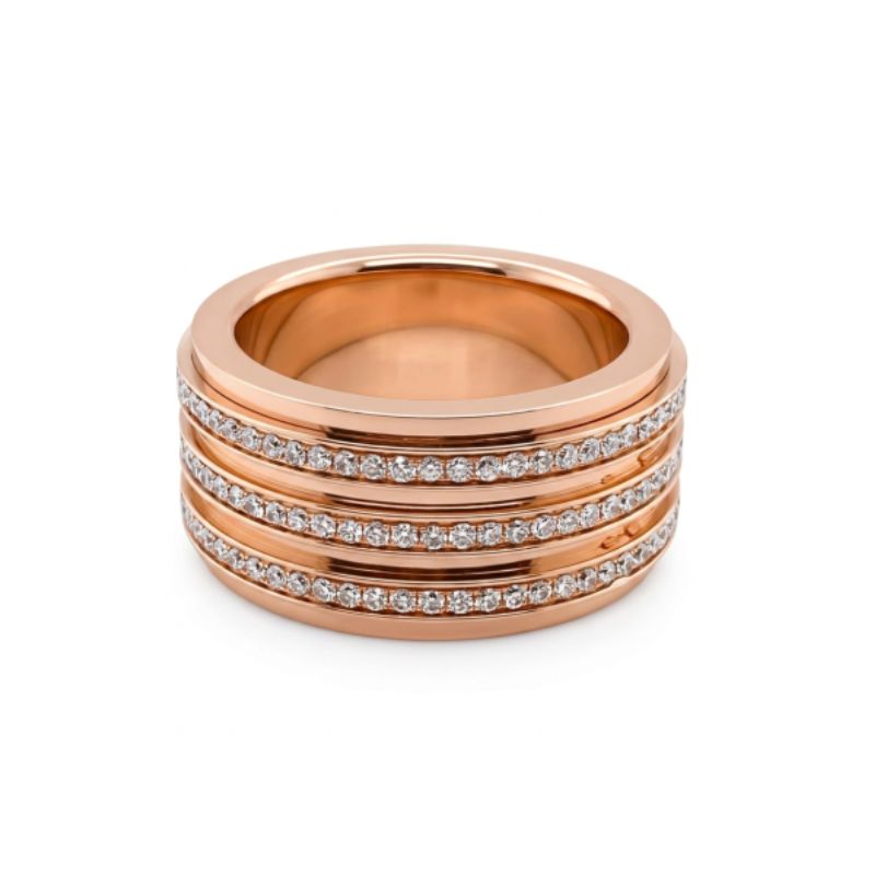 Wide 3 Diamond Row Spinner Right Hand Ring