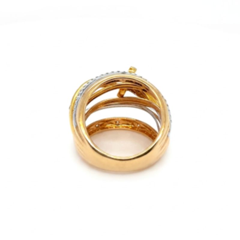 Tri-Color Multi-Row Nail Diamond Right Hand Ring - Image 3