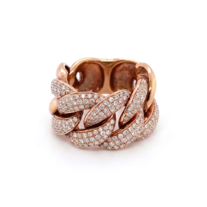 Flexible 6-Section Link Style Diamond Right Hand Ring