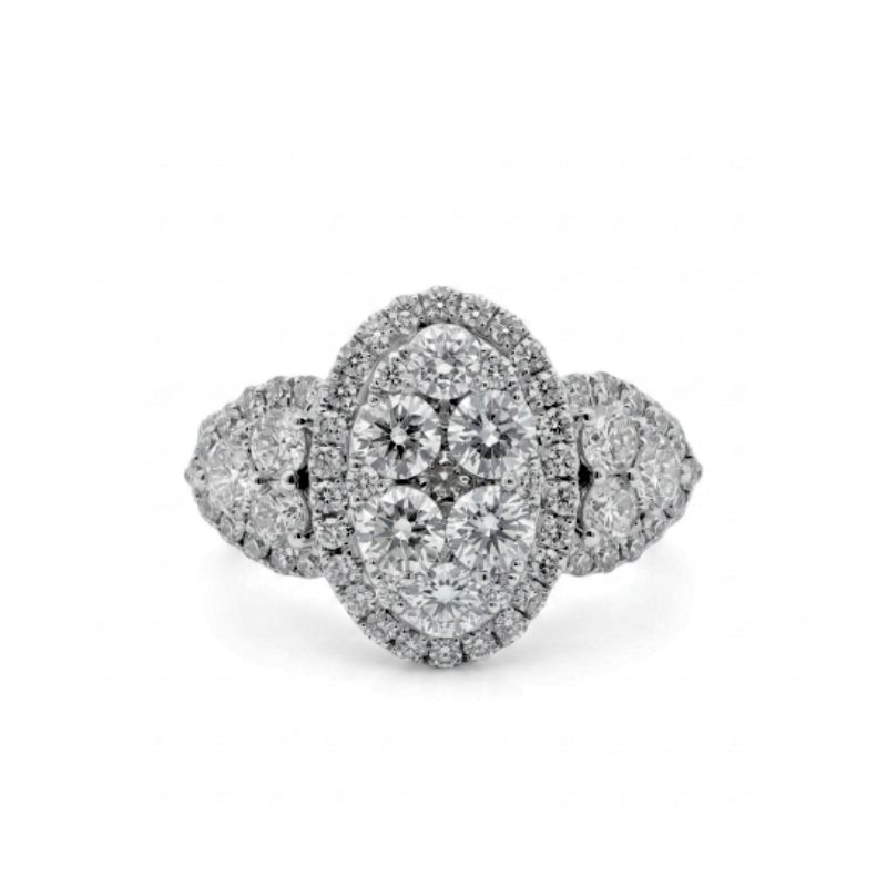 2.00ctw 3 Stone Cluster Ring, 18kt White