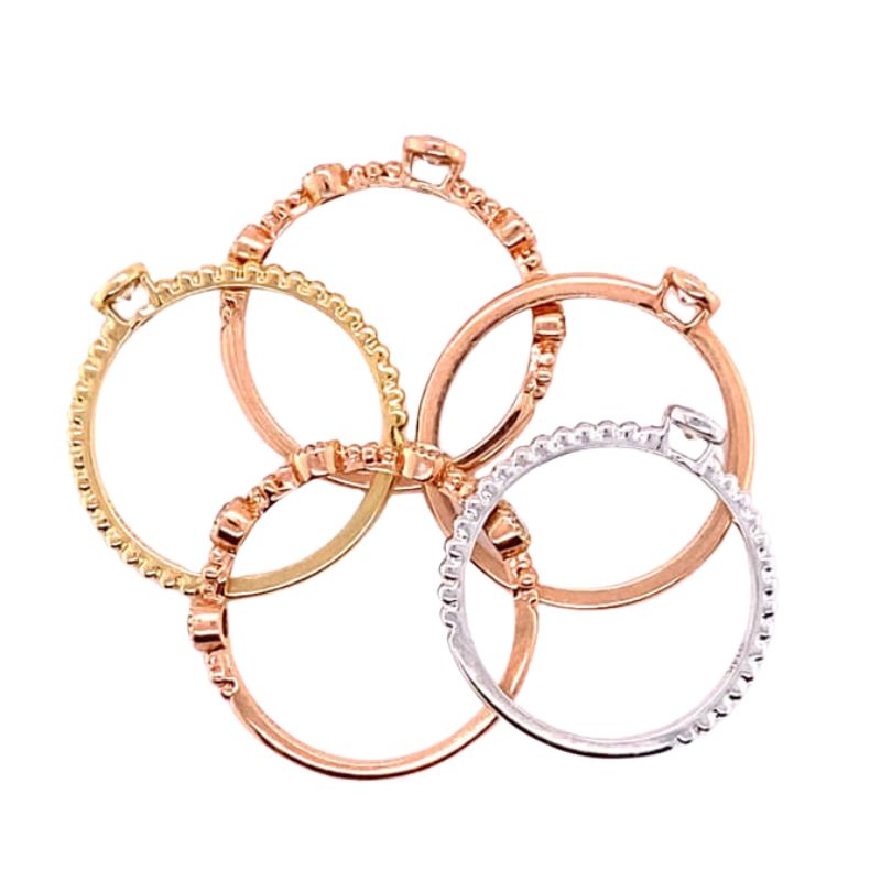 5 Stackable Diamond Bands 14kt yellow, rose nand white gold - Image 2