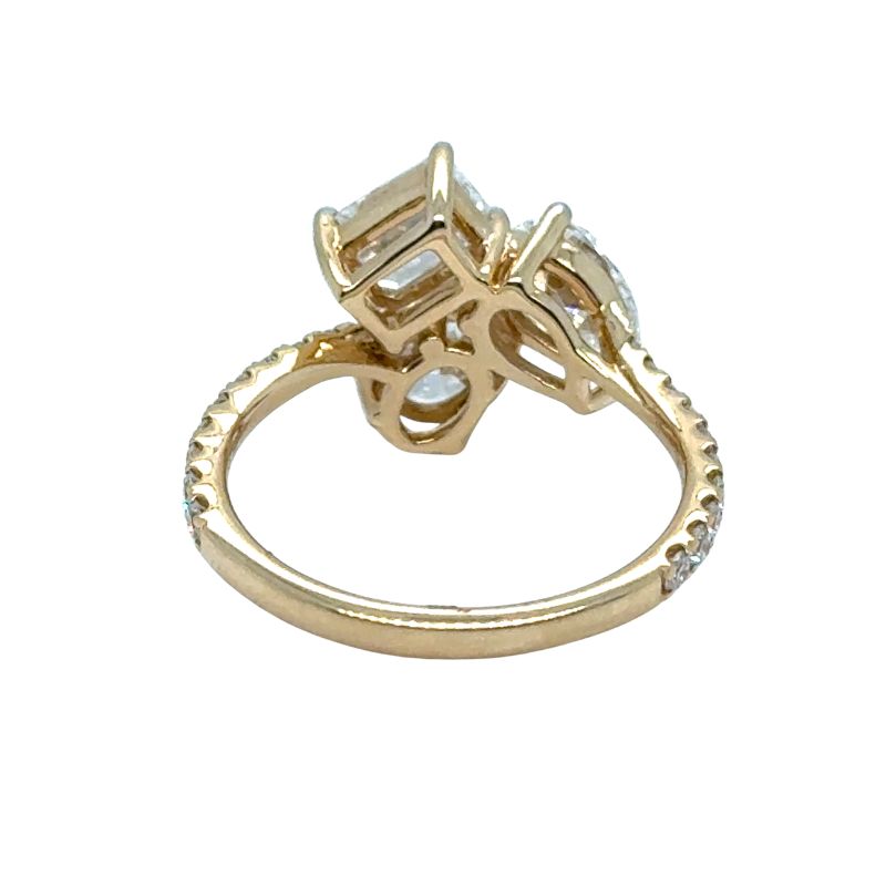 2.30ctw 3 Stone Center Lab Grown Fashion Ring, 14kt Yellow - Image 2