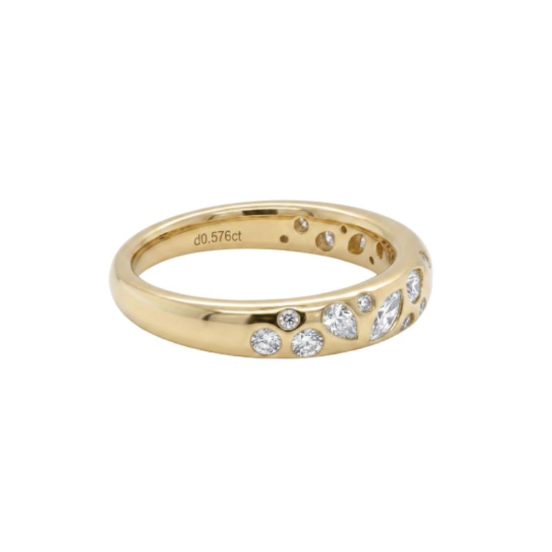 4.0mm Wide Scattered Diamond Band, 14kt Yellow - Image 2