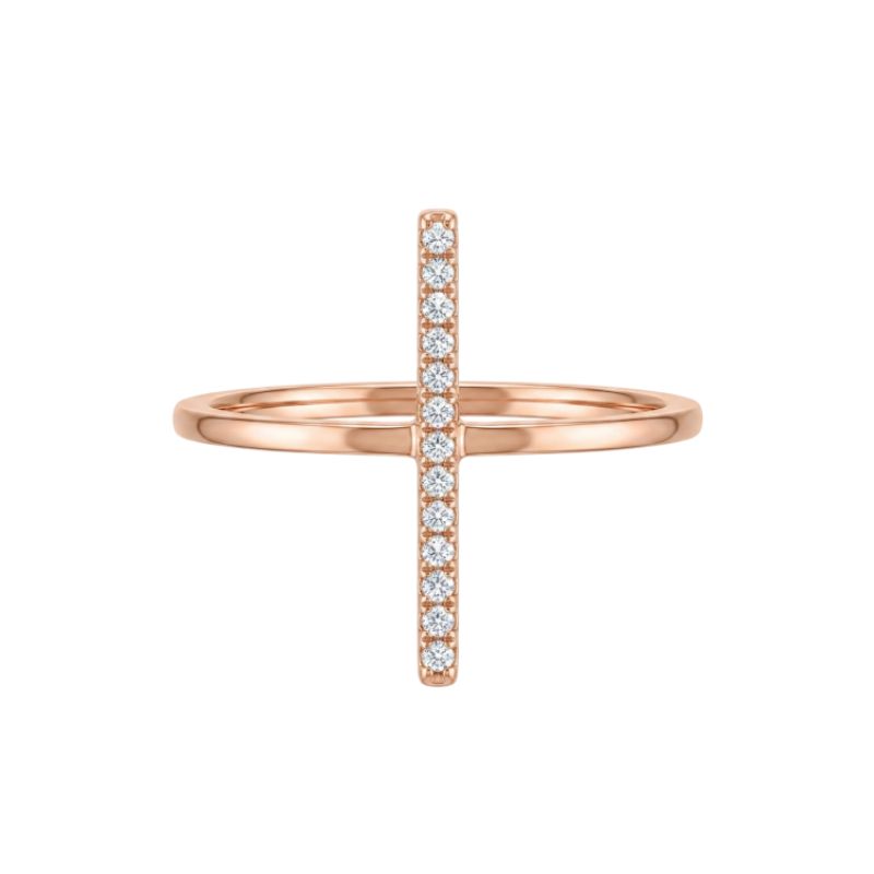 Diamond Bar Ring, 14kt Rose