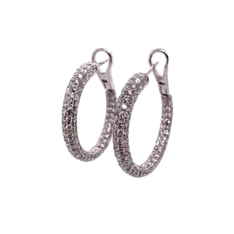 Full Pave Inside Out Diamond Hoops, 5.00ctw