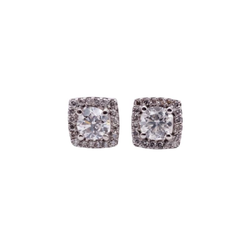 2.05ct diamond stud earrings with halo, SI-1 G