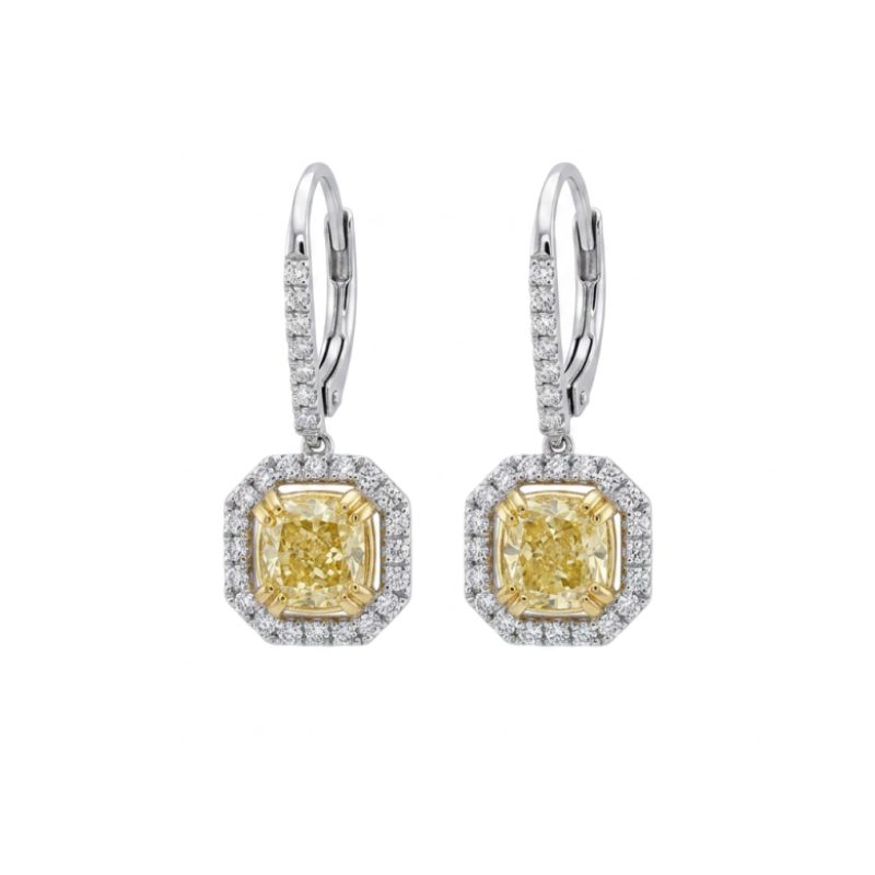 Yellow Diamond Drop Earrings, 2.62ctw
