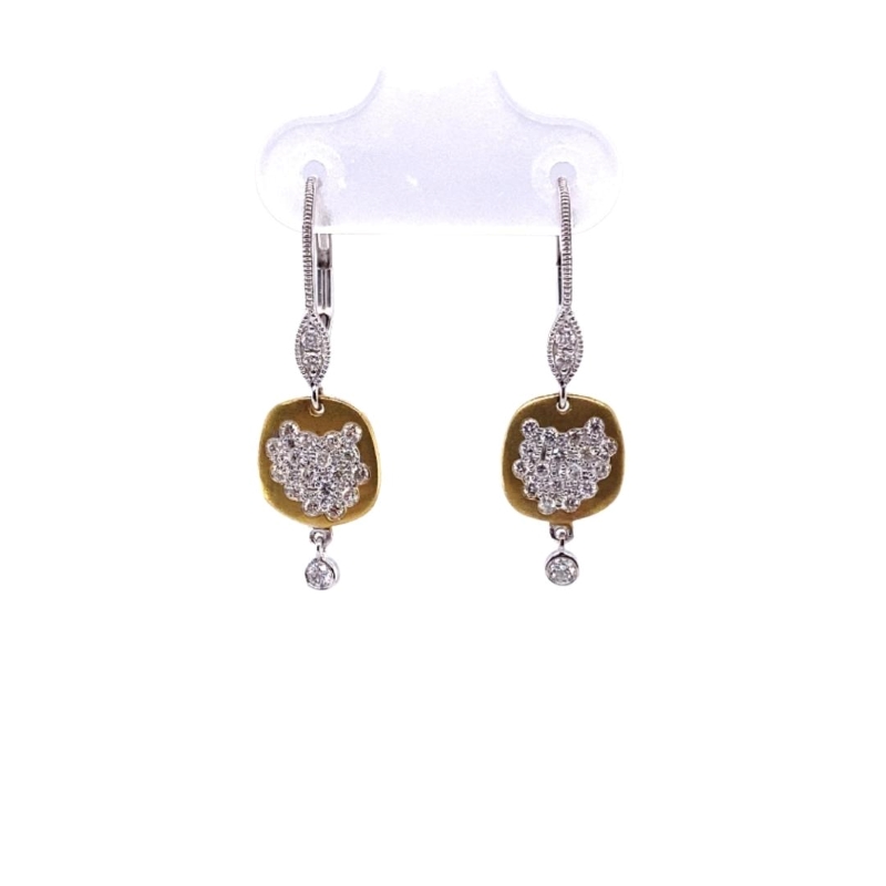 Meira T Designer Diamond and Disk Drop Earrings