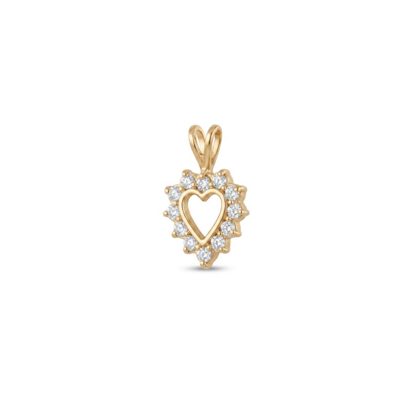 0.25ctw Diamond Small Vintage Heart Pendant, 14kt Yellow - Image 2