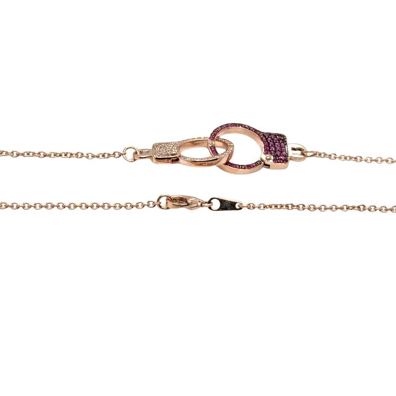 Ruby Diamond Hand Cuff Pendant on Chain, 14kt - Image 2
