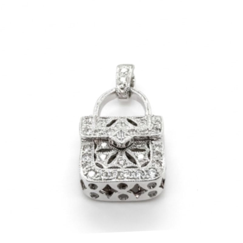 Vintage 0.50ctw Diamond Purse Charm,18kt White