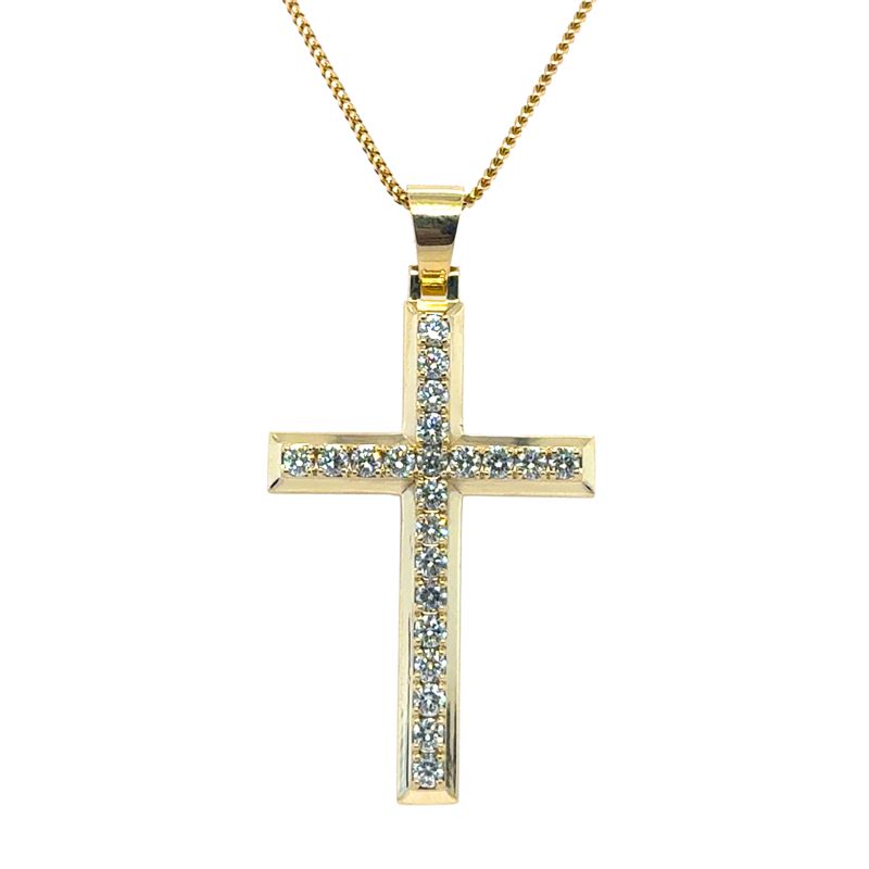 2.00ctw Large Gents Diamond Cross with Frame, 14kt Yellow
