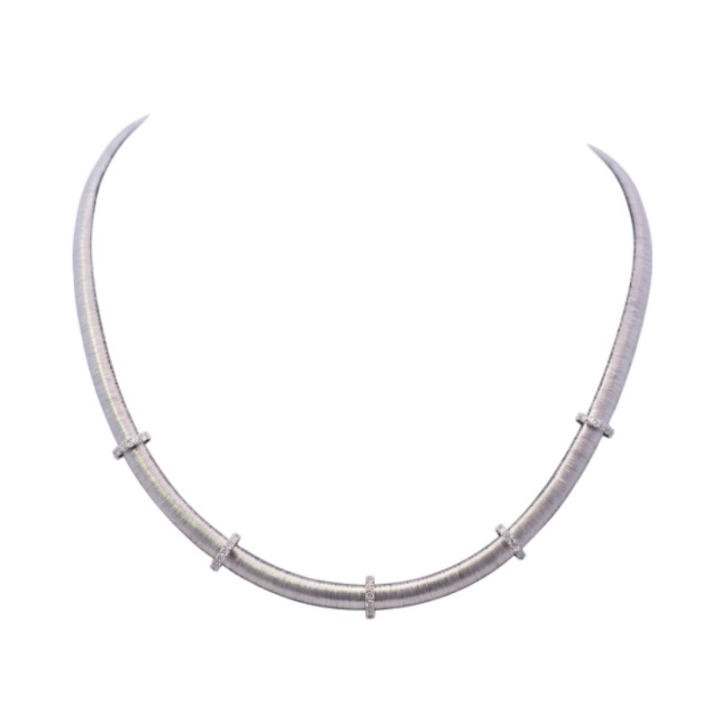 Brazilian Boutique 18kt White 5 Bar Diamond Necklace