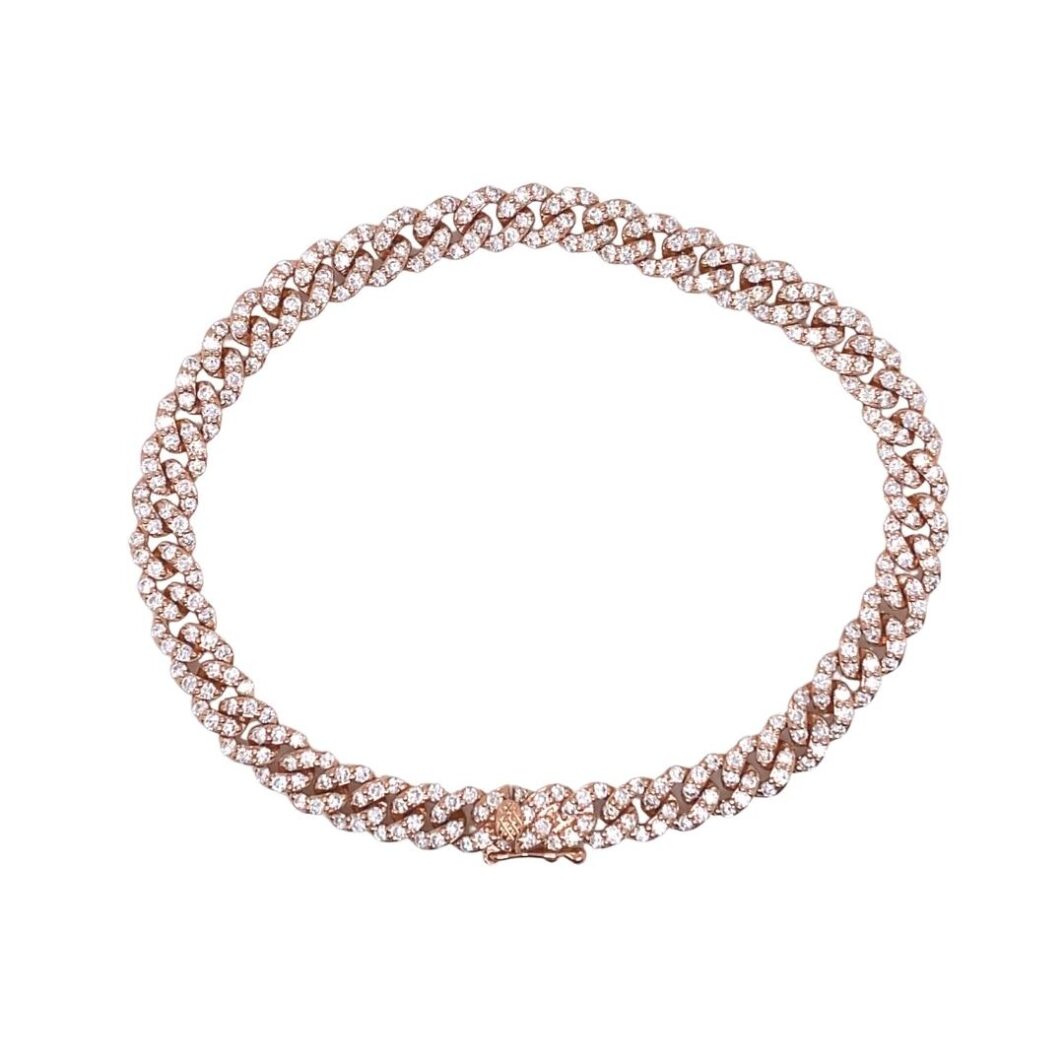 2.99ct Diamond Cuban Bracelet, 14kt Rose Gold