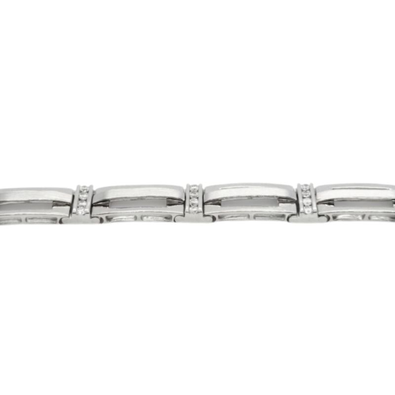 1.75ctw Channel Set Gents Diamond Bracelet, 14kt White - Image 2