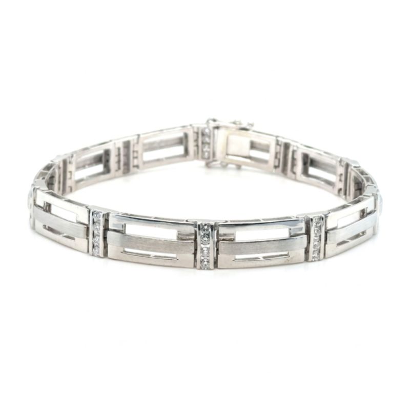 1.75ctw Channel Set Gents Diamond Bracelet, 14kt White