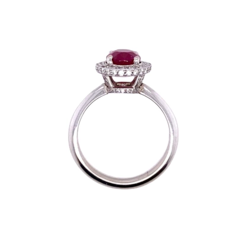 Oval Ruby Diamond Halo Ring - Image 2