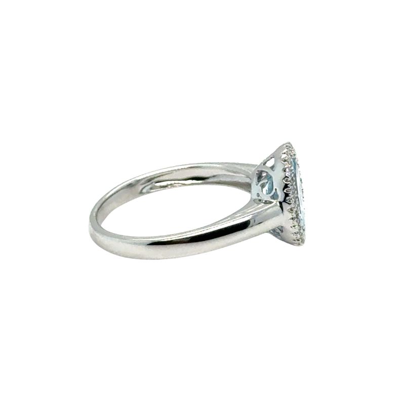 1.85ct Sky Blue Toapz Diamond Halo Ring, 14kt White - Image 2