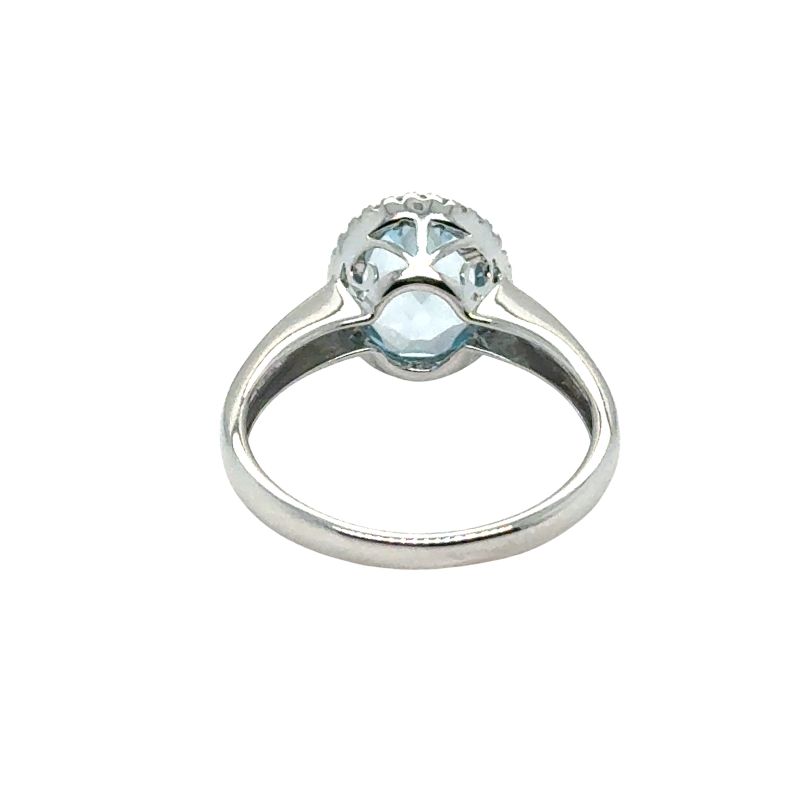 1.85ct Sky Blue Toapz Diamond Halo Ring, 14kt White - Image 3