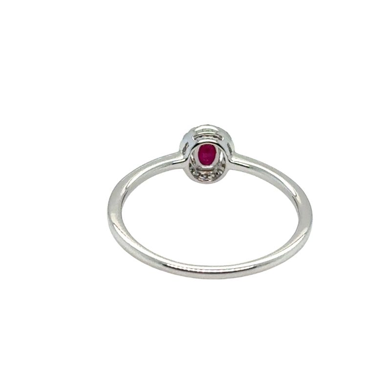 0.25ct Oval Ruby Petite Diamond Halo Ring, 14kt White - Image 2