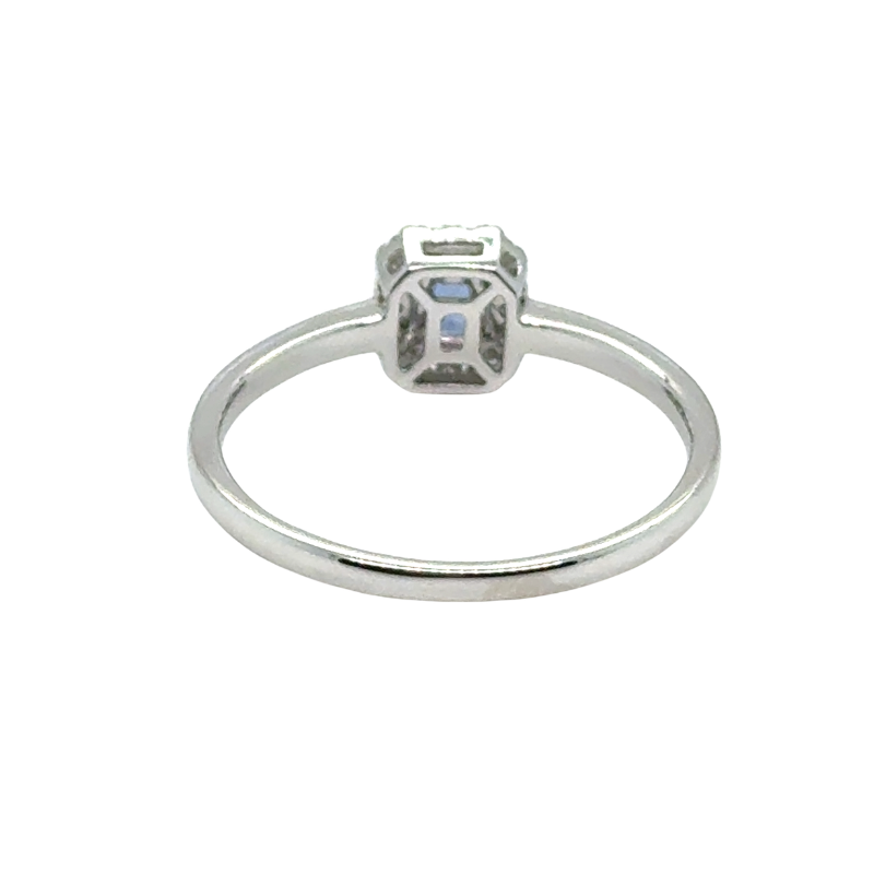 0.25ct EC Blue Sapphire with Diamond Halo Ring, 14kt White - Image 2