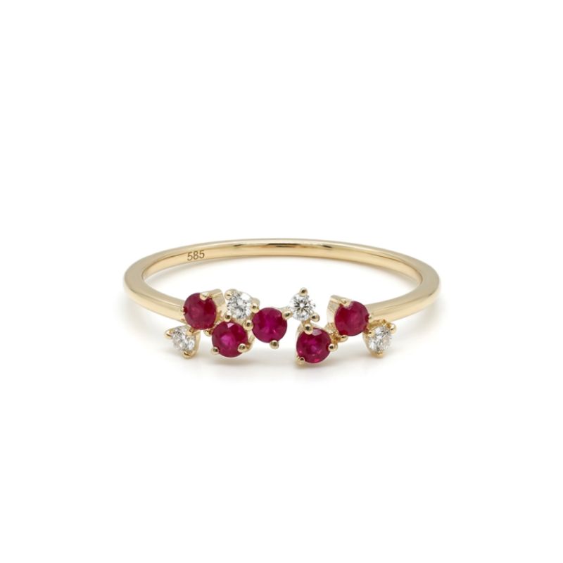 0.25ctw Ruby Scattered Diamond Ring, 14kt Yellow