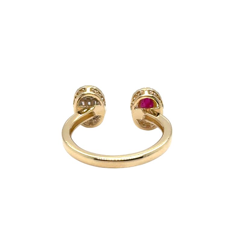 0.50ct Oval Ruby and Oval Diamond Bypass Ring, 14kt Yellow - Image 2