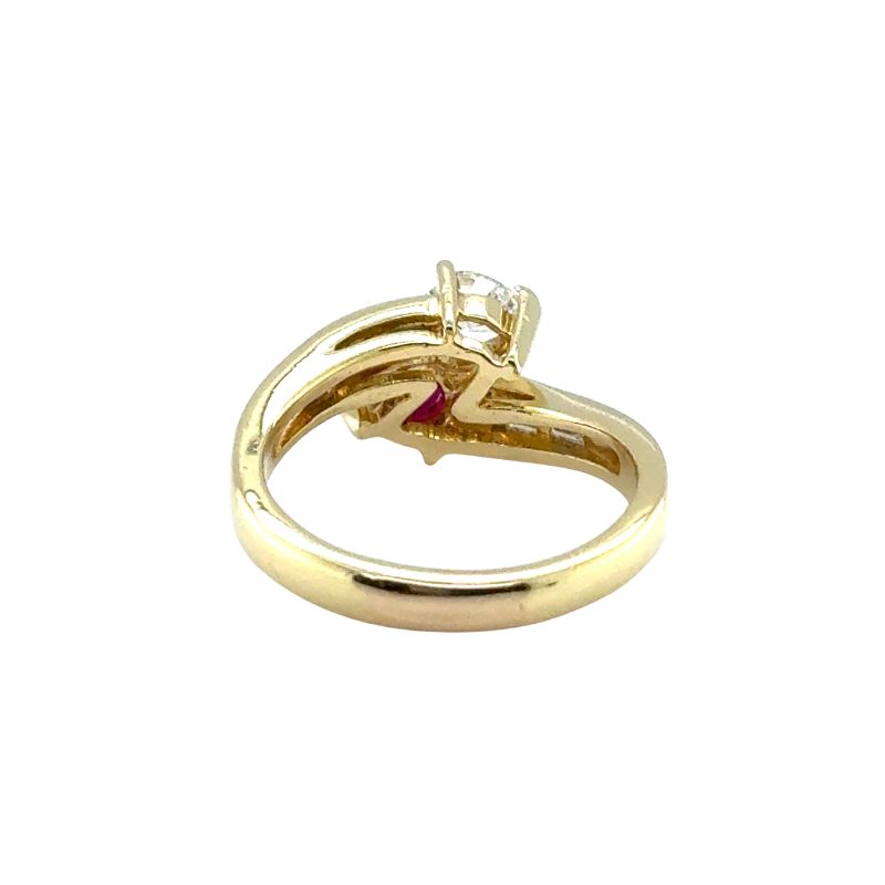 Vintage Bypass with Ruby and Diamonds, 18kt Yellow - Image 2