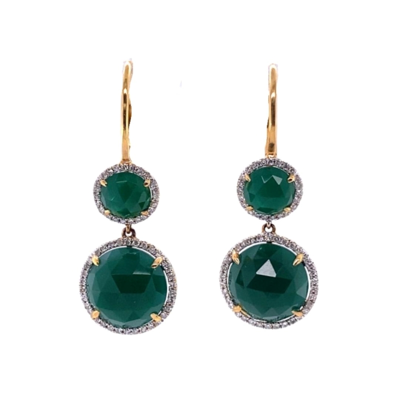 Double Emerald and Diamond Drop Earrings
