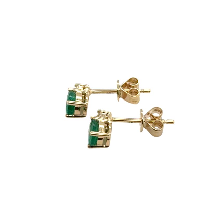 0.65ctw Oval Emerald and Diamond Studs, 14kt Yellow - Image 2