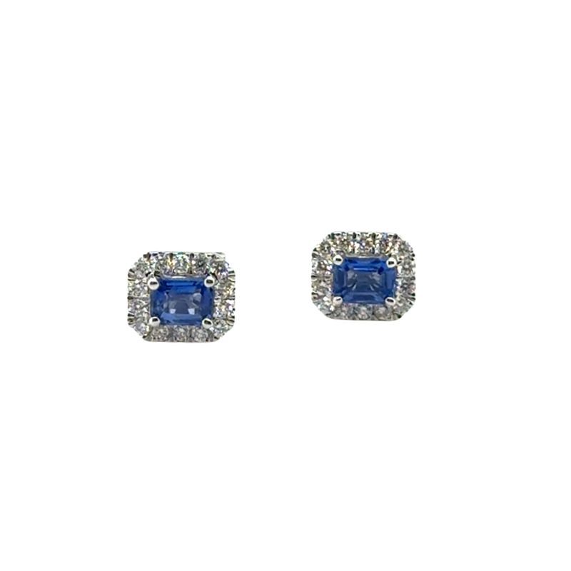 0.50ctw AA Blue Sapphires with Diamond Halo, 14kt White