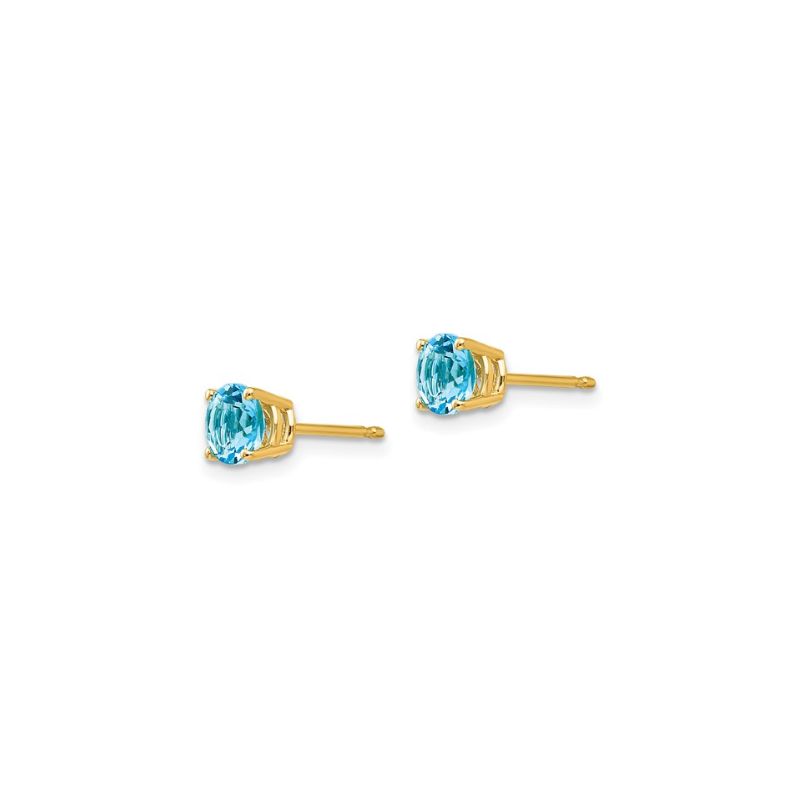 14kt Yellow Gold, Blue Topaz Stud Earrings - Image 2