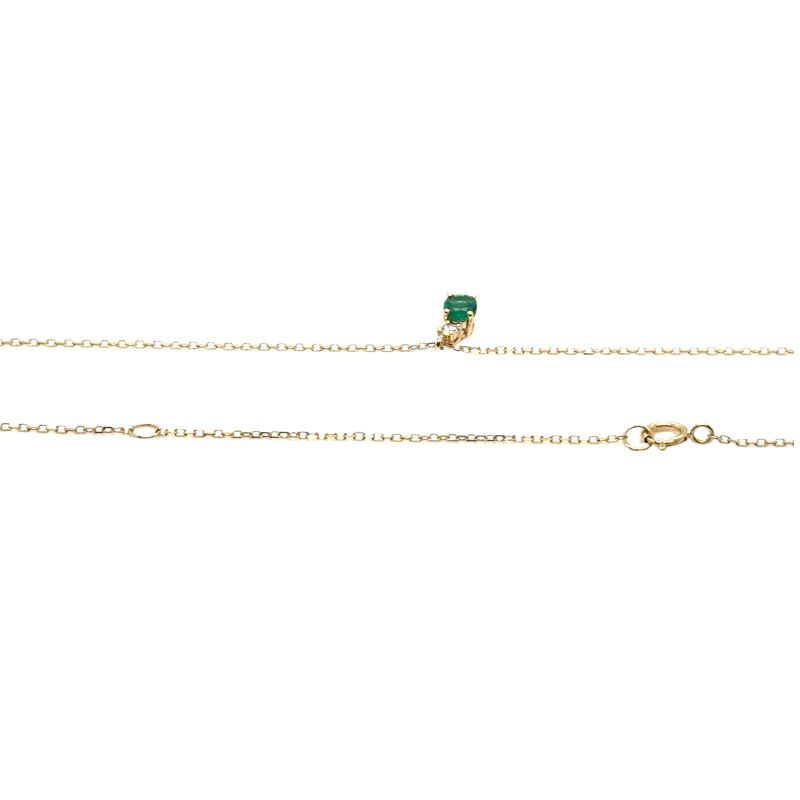 0.25ct Oval Emerald and Diamond Solitair Pendant, 14kt - Image 3