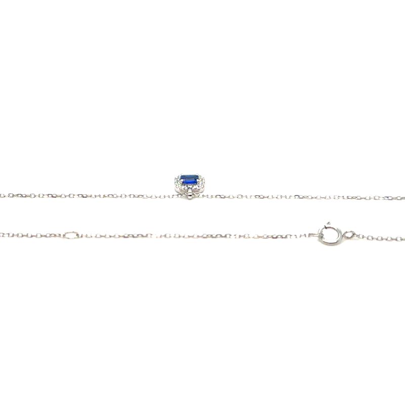0.25ct AA Blue Sapphire Diamond Halo Pendant on Chain, 14kt - Image 3