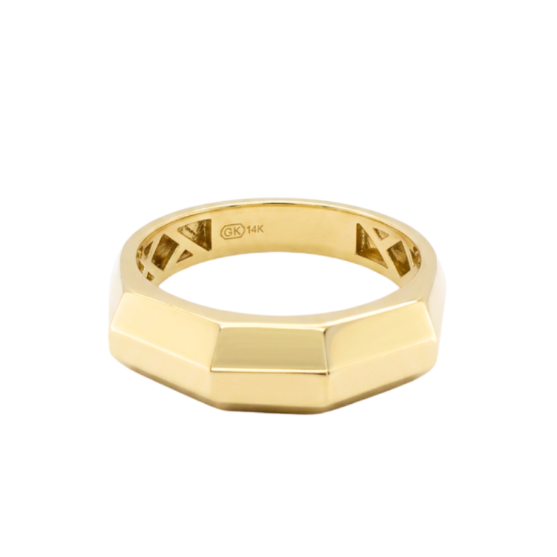 5.5mm Wide Beveled Ring, 14kt Yellow