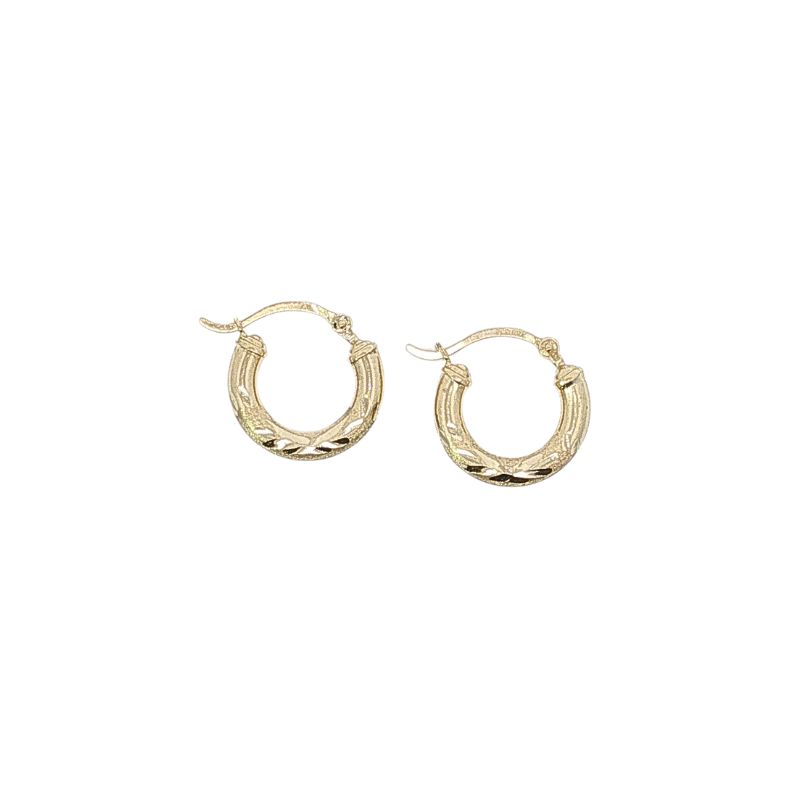 3mm Wide Diamond Cut 15mm Wide Hoop Earrings, 14kt White - Image 2