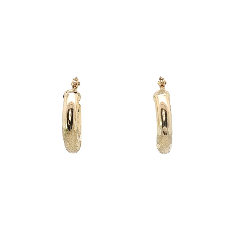 3mm Wide Diamond Cut 15mm Wide Hoop Earrings, 14kt White