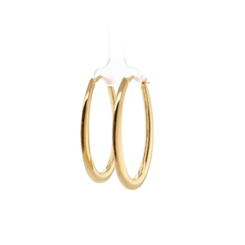 Large Flat Oval Hoops, 14kt Yellow Italy