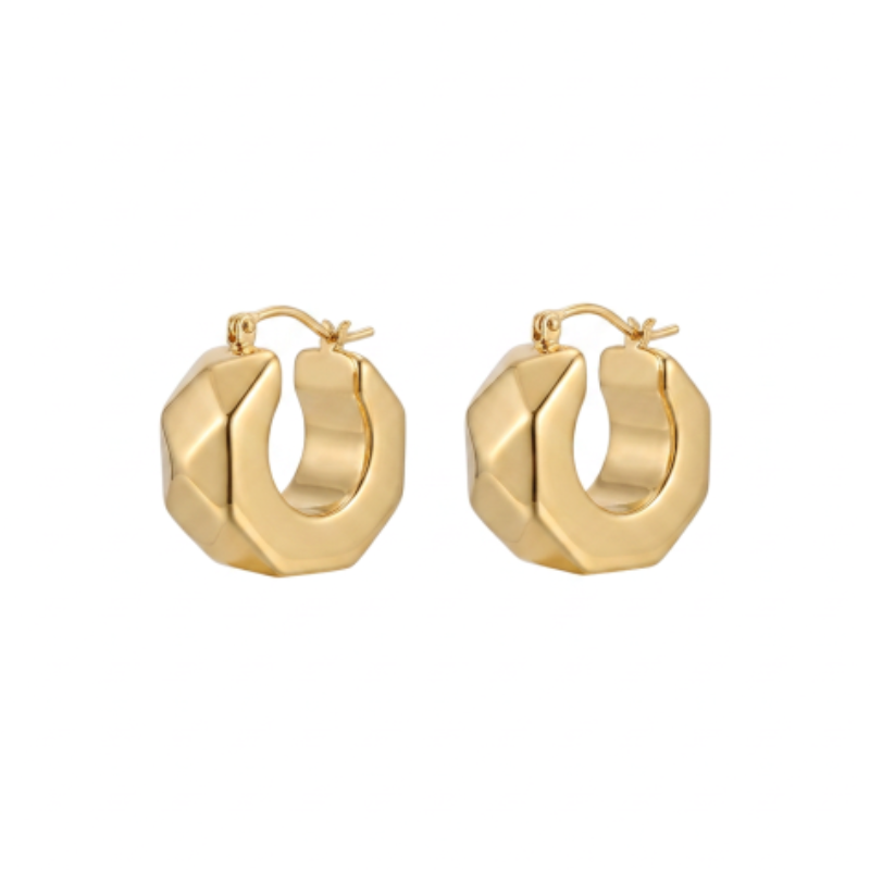 9mm Wide Multi Facade Hoops, 14kt Yellow Italy