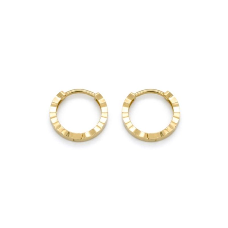 Small Diamond Cut Huggies, 14kt Yellow Italy
