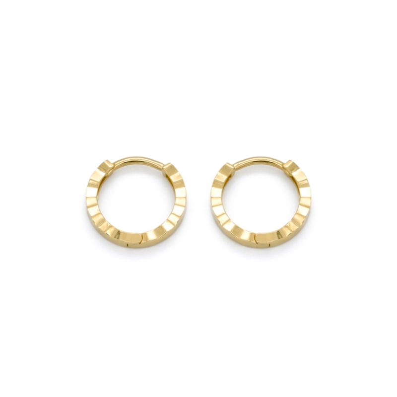 Small Diamond Cut Huggies, 14kt Yellow Italy