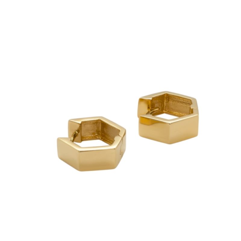 4.25mm Wide Polished Hexagon Huggies, 14kt Yellow Italy