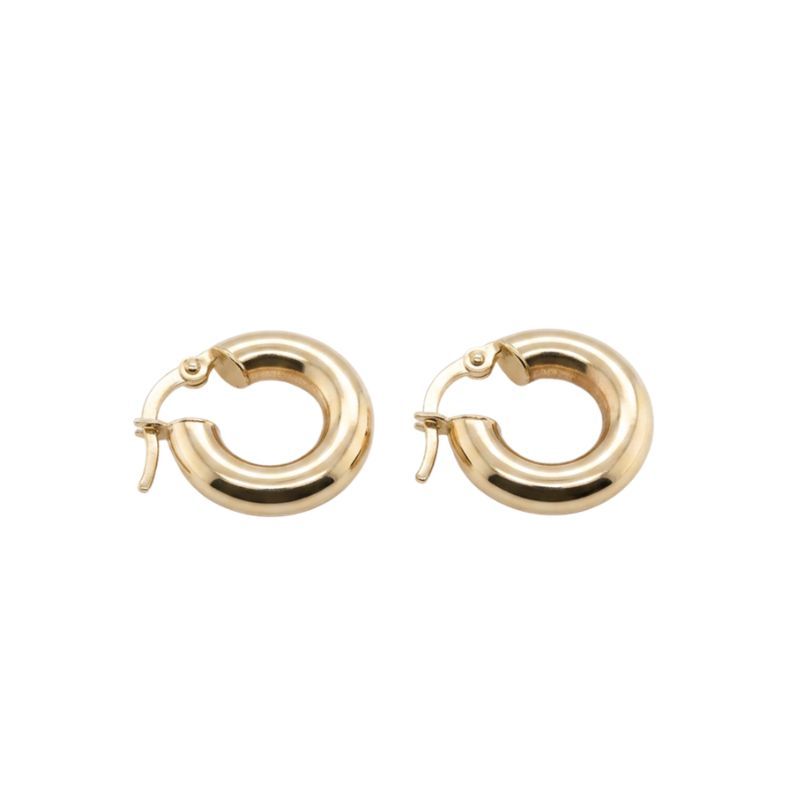 3.5mm Small Polished Tube Earrings, 14kt Yellow Italy