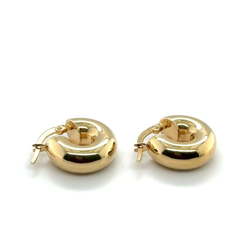 Small Wide Tube Earrings, 14kt Yellow Italy - Image 2