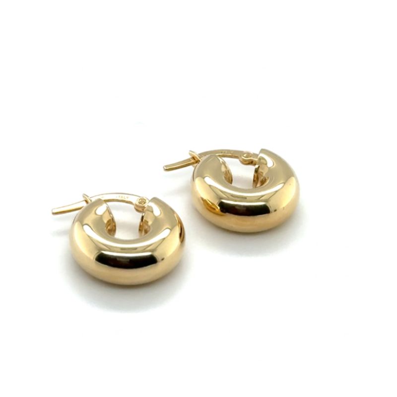 Small Wide Tube Earrings, 14kt Yellow Italy