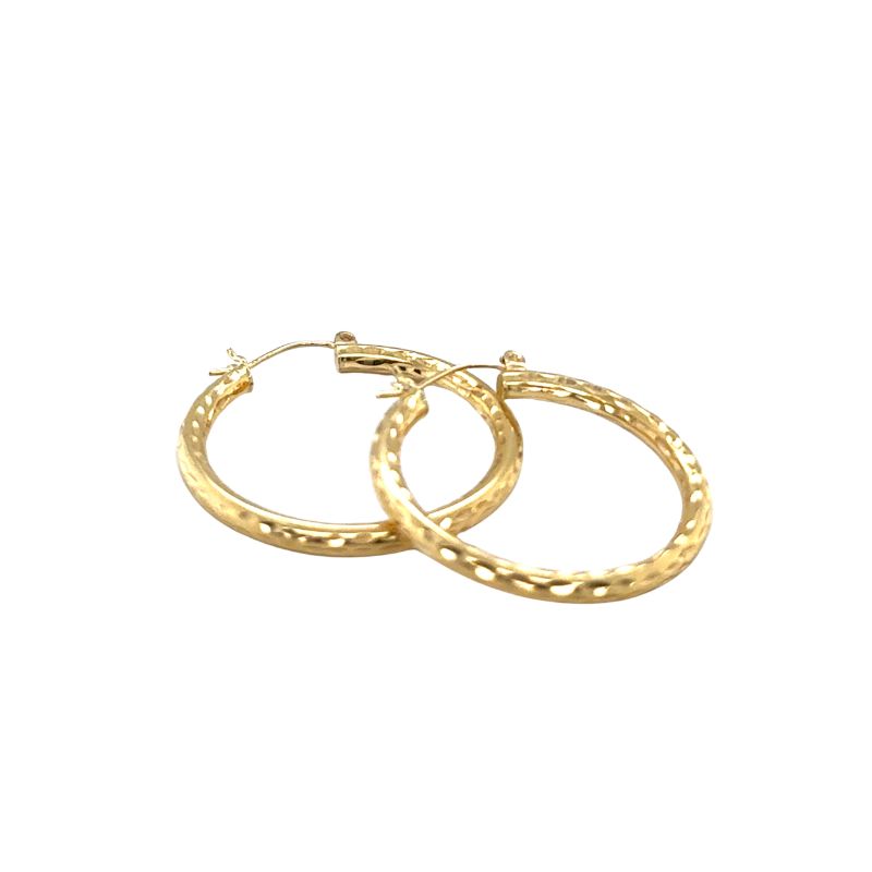 2.75mm Tube Earrings, Diamond Cut 14kt Yellow