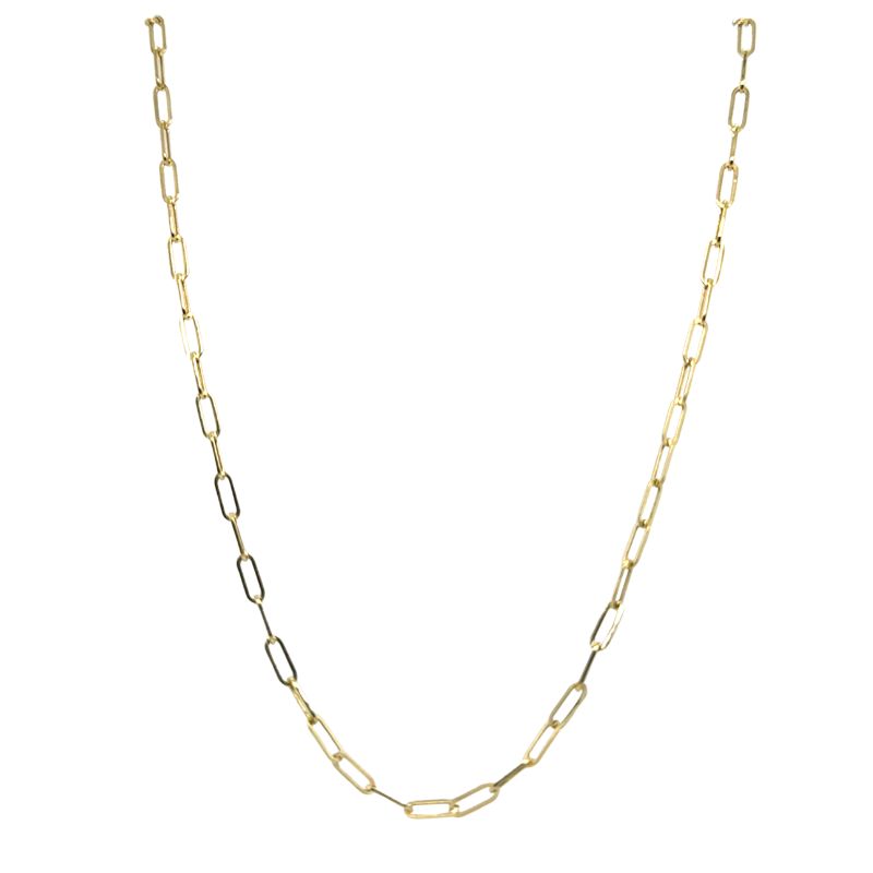 Thin Paperclip Necklace, 14kt Yellow
