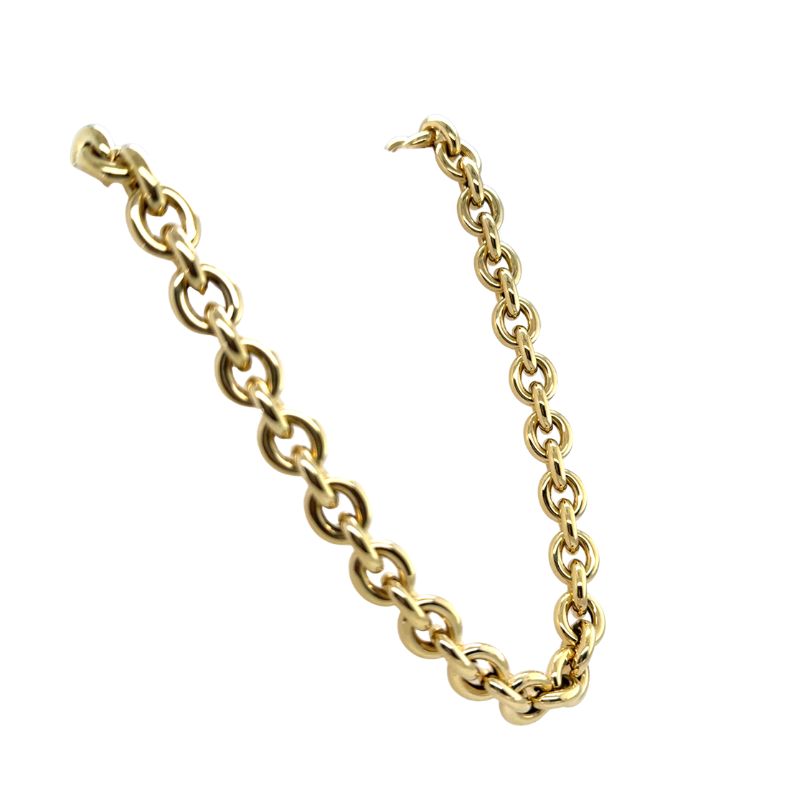 Large Cable Link Necklace 18~22 long 14kt Yellow Gold Italy - Image 2